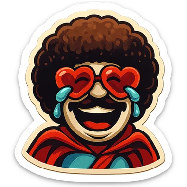 superhero head, heart glasses, laughing with tears in eyes sticker