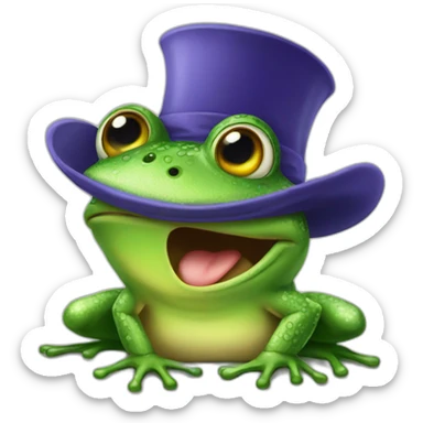Frog-in-a-hat-cry sticker