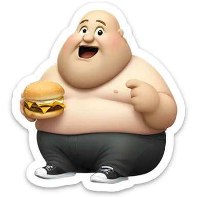 a very fat man eating mcdonald’s sticker