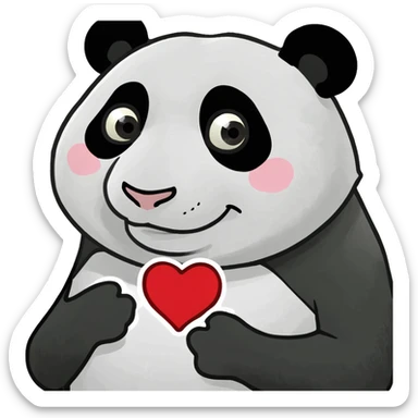 panda with a heart  sticker