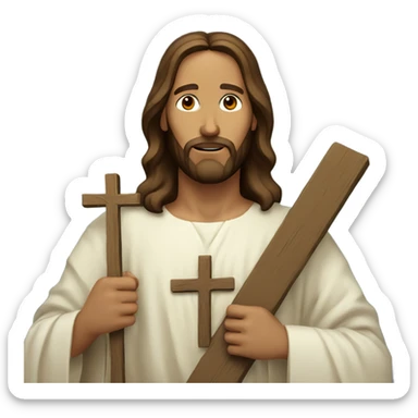 Jesus holding a cross sticker