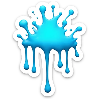 Glowing Cyan blue paint splash splatter sticker