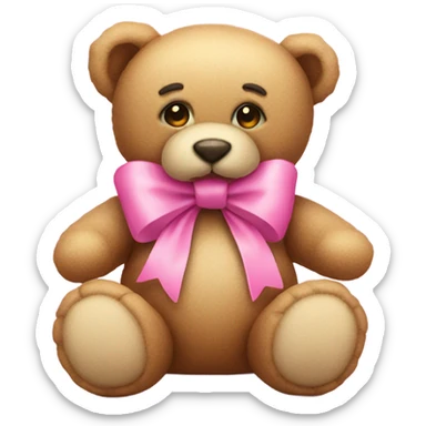 pink bow teddy bear solo sticker