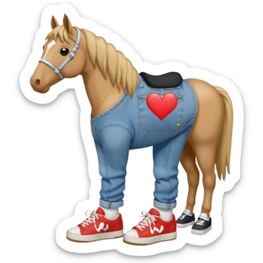 horse eith a shirt that says i heart fent and baggy jnco jeans and sneakers on sticker