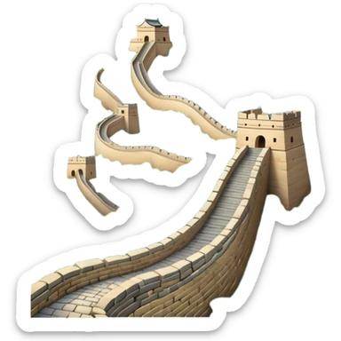 Great Wall of China, winding along mountain ridge, iconic stone structure, emoji style sticker