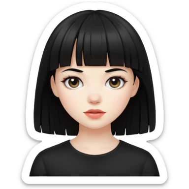 Pale skin girl with black hair and bangs sticker