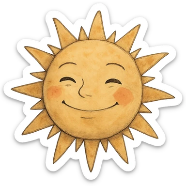 smiling sun ghibli style sticker
