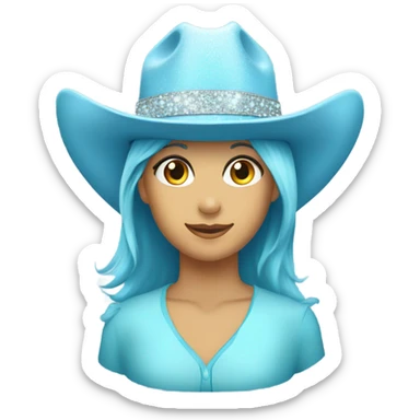 light blue cowgirl hat with sparkles without a person sticker