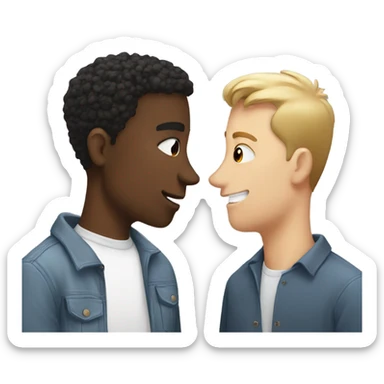 Two black guys and one white guy kissing sticker