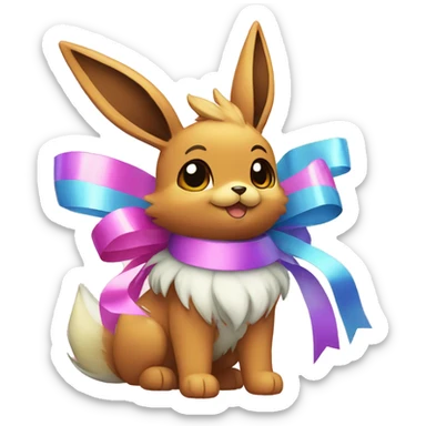 Shiny colorful Eevee with ribbons sticker