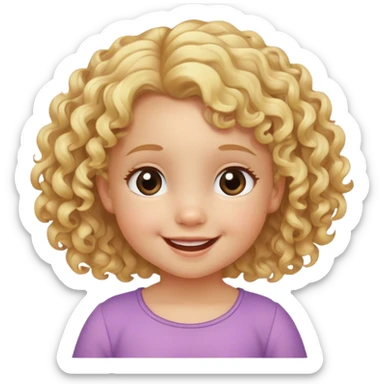 little girl blond hair curly 2 years old smile sticker