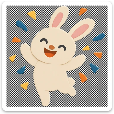 Edit the bunny's tummy to be visually good looking and well shaped, removing any imperfections on the body part. Keep all other design elements unchanged sticker