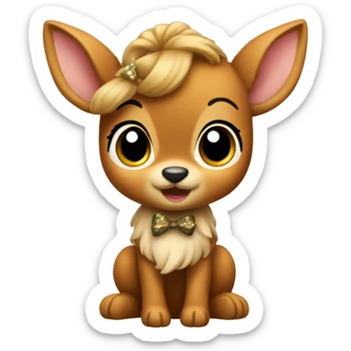 little bambi with a bow  sticker