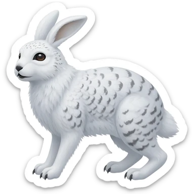 Ermine-Snowshoe-Hare-Arctic-Fox-Snowy-Owl-fusion-hybrid sticker