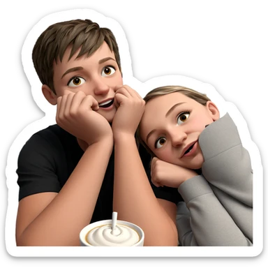 friends at a cozy cafe sticker