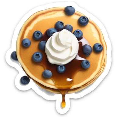 Pancake with syrup and whipped cream with blueberries sticker