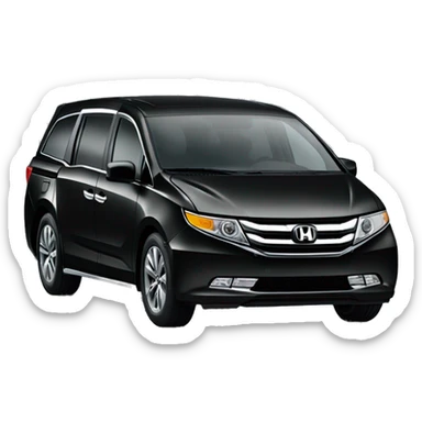 black honda odyssey minivan at a side angle. shiny. realistic. apple emoji style. sticker