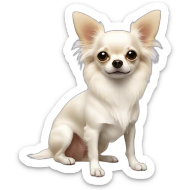 rice cake chihuahua longcoat white sticker