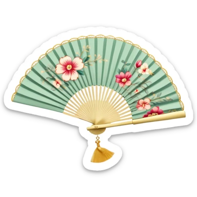 handheld folding fan sticker