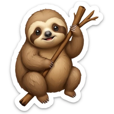 cute fat Sloth on stick sticker