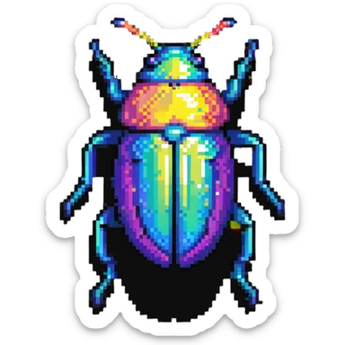 Iridescent beetle with shimmering shell and rainbow colors sticker