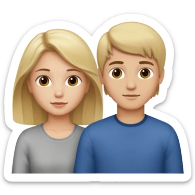 Amour à distance fille blonde et garçon châtain tous les deux clair de peau  sticker