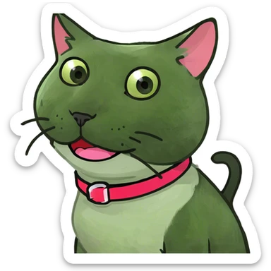 Black cat with white chin wuth pink tongue out sticker