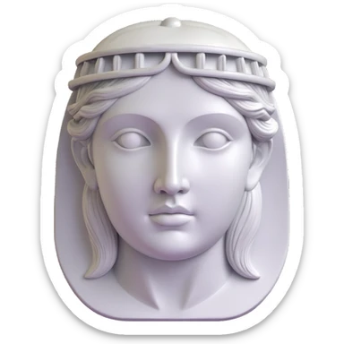 Make the colors silver and give the face a statue-like, marble texture, keeping the 3D close-up Athena style, with no background. sticker