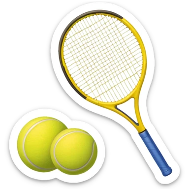 Generate a high-quality emoji of a yellow tennis racket and a tennis ball, realistic colors and shading, smooth gradient colors, no facial features, no brand markings, simple white background, high-resolution.
 sticker
