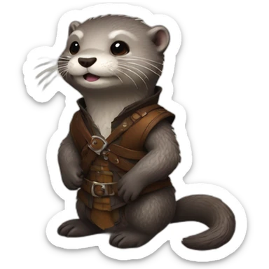 cute otter deguised as a witcher sticker