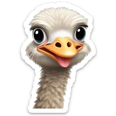 cute ostrich with bow  sticker