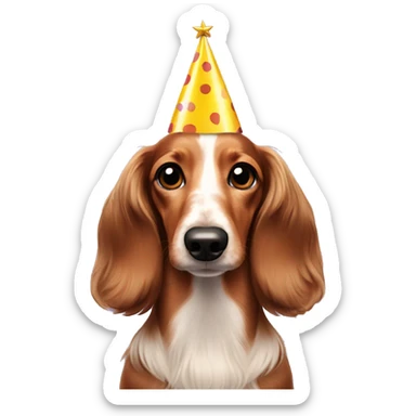 Birthday of a long-haired dachshund sticker