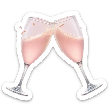 glasses of pastel pink champagne are smashing against each other sticker
