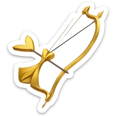 Gold bow and arrow，with heart sticker