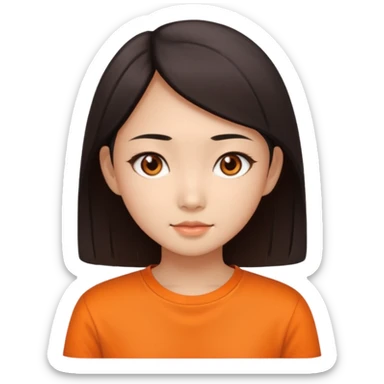 Asian slim eye girl with orange shirt sticker