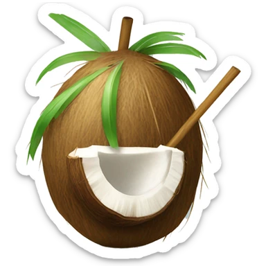 Coconut with straw for coconut water sticker
