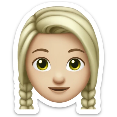 Girl with green eyes, white skin, pony tail, blinde hair  sticker