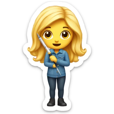 Girl emoji with seam ripper sticker
