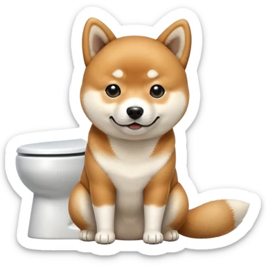 A Shiba Inu is going to the toilet sticker