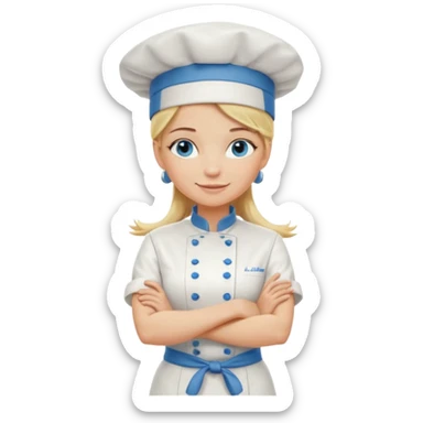 Full body 
Sexy Long Blonde hair blue eyed female chef arms folded sticker