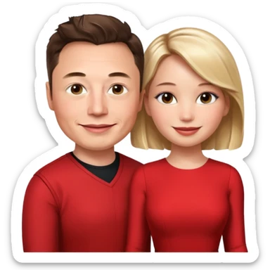 elon musk and Jennifer Lawrence in red dress sticker