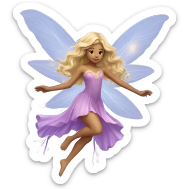 Flying beautiful fairy magical long hair  sticker
