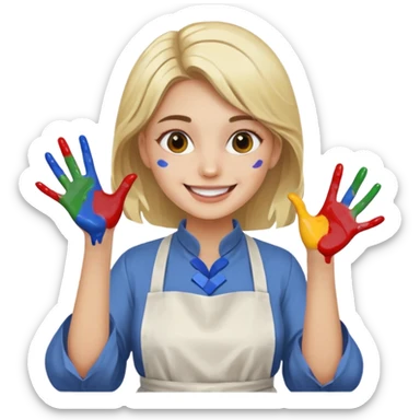 Young Women painting smilling tablier sticker