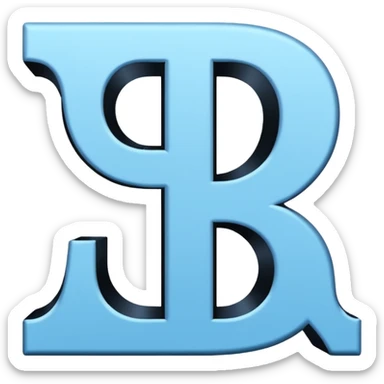 Genera la letra R tipografía gothan ultra en mayúscula de color celeste con un fondo blanco sticker