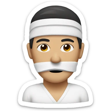 moustache asian man with  bandages on face sticker