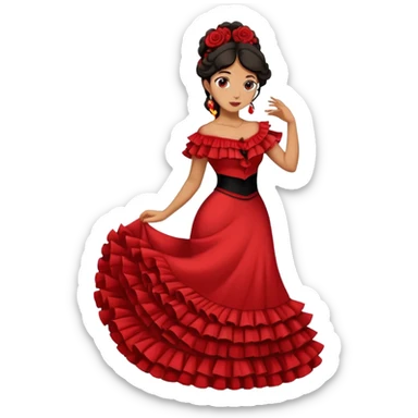 Spanish woman with dark hair wearing traditional flamenco dress sticker