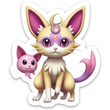 Meowth-Espeon-Skitty-Pokémon-Fakémon-hybrid-creature (full body) sticker