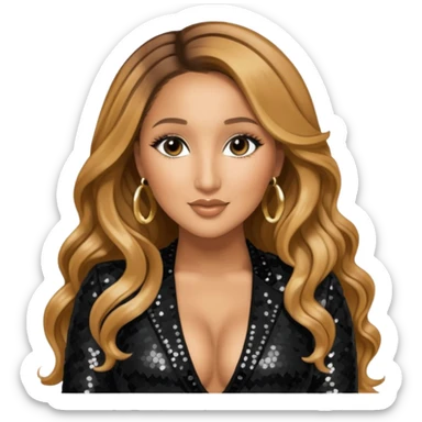 Adrienne Bailon from 3lw/Cheetah Girls with long golden brown hair, black sequin outfit sticker