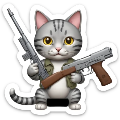 Cat with gun AK sticker
