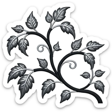 Black and silver filigree vine design, 3D, extremely detailed design sticker